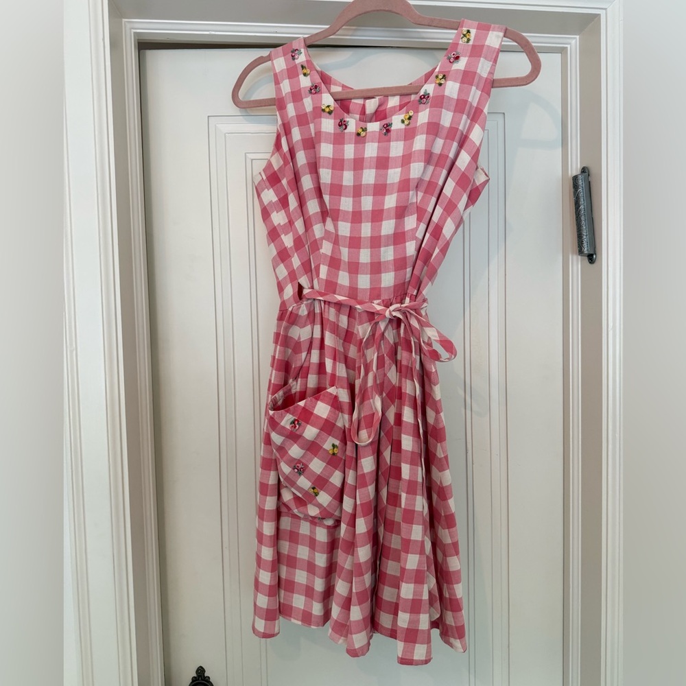 1950s Pink Gingham Dress with rosettes